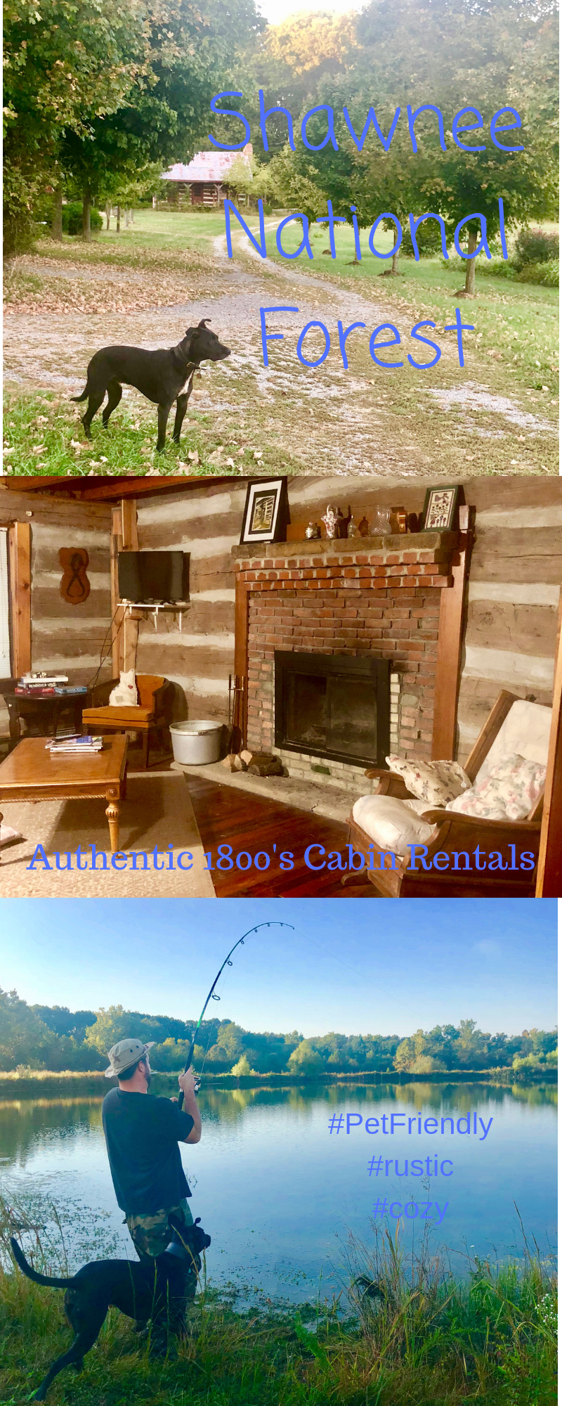 Authentic 1800's cabins for rent by Shawnee National Forest at the Olde Squat Inn , #petfriendly #cozy #rustic #quaint #historic #bedandbreakfast #fishingpond #cabinrentals #shawneenationalforest 